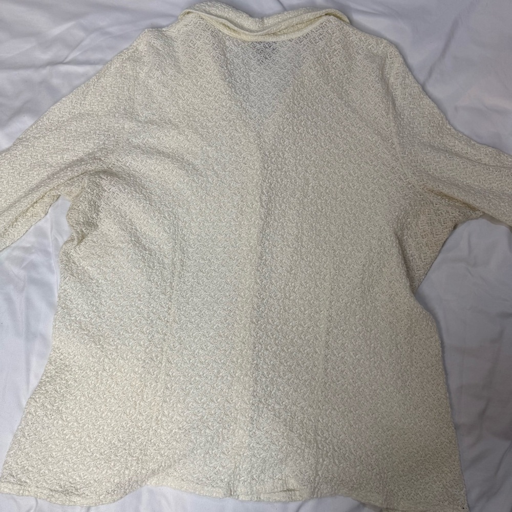 J. Jill stretch ivory crochet lace button down long sleeve blouse - Picture 15 of 16